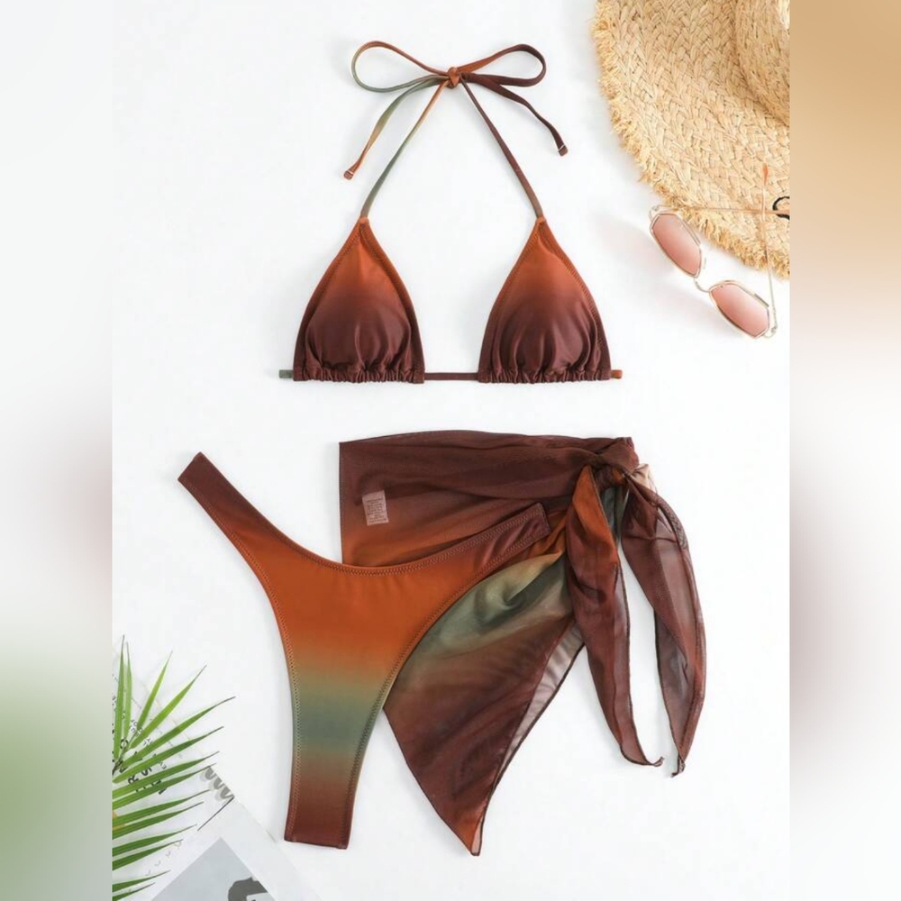 Shein ombre bikini 3 piece set